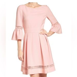 Eliza J Pink Bell Sleeve Dress With Cutouts size 2